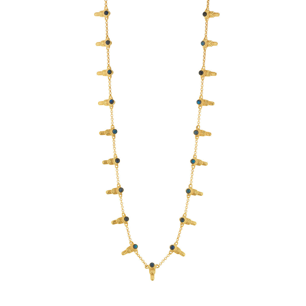 Juliska Capucine De Wulf ZCN10/460 Cleopatra Ra Necklace 16" + 2" - Blue Labradorite