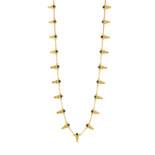 Juliska Capucine De Wulf ZCN10/460 Cleopatra Ra Necklace 16" + 2" - Blue Labradorite