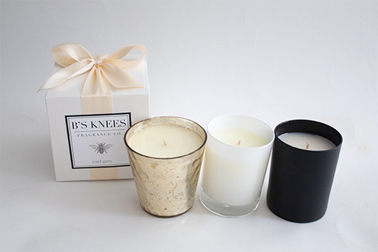 B's Knees 1-Wick White Glass Candle -Earl Grey