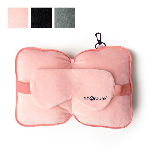 DM Merchandising ENRZP-BLK En Route 2 in 1 Travel Pillow and Eye Mask