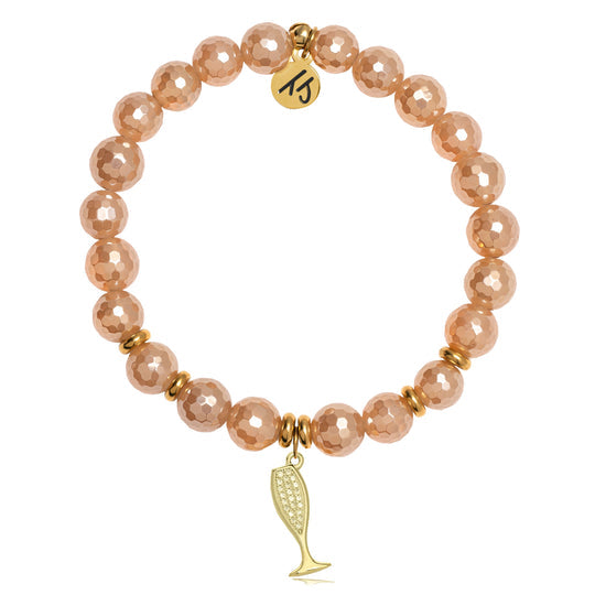 T. Jazelle Champagne Agate Gemstone Bracelets - Gold Collection