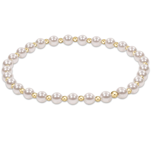 enewton BPEGRA4PG6 Pearl Grateful Pattern 4mm Bead Bracelet - 6mm Gold