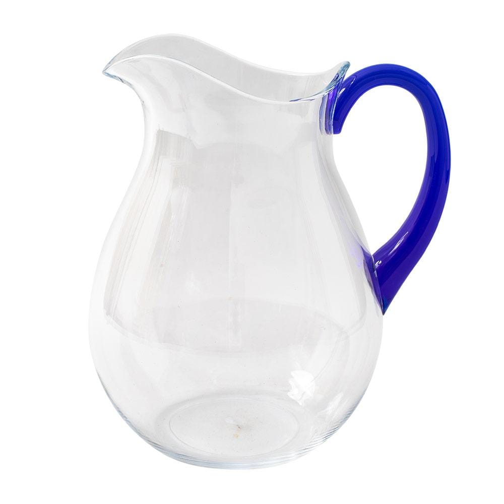 Caspari Acrylic Pitcher W/ Handle - Clear/Cobalt Blue