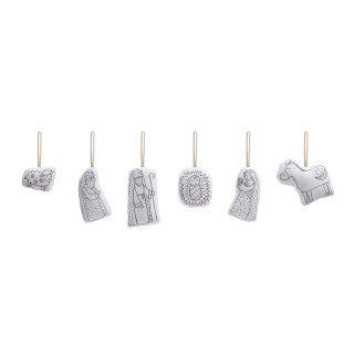 Demdaco 2020240236 Nativity Plush Color Me Ornaments -  Set of 6