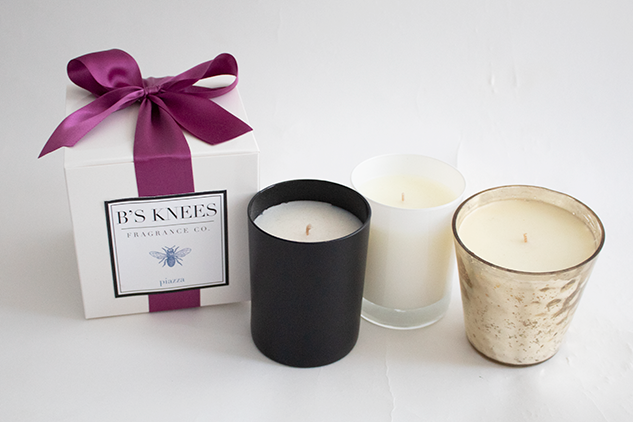 B's Knees 1-Wick White Glass Candle -Piazza