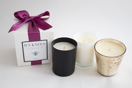 B's Knees 1-Wick White Glass Candle -Piazza