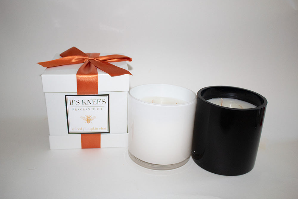 B's Knees 3-Wick Black Glass Candle -Spiced Pumpkin Chai