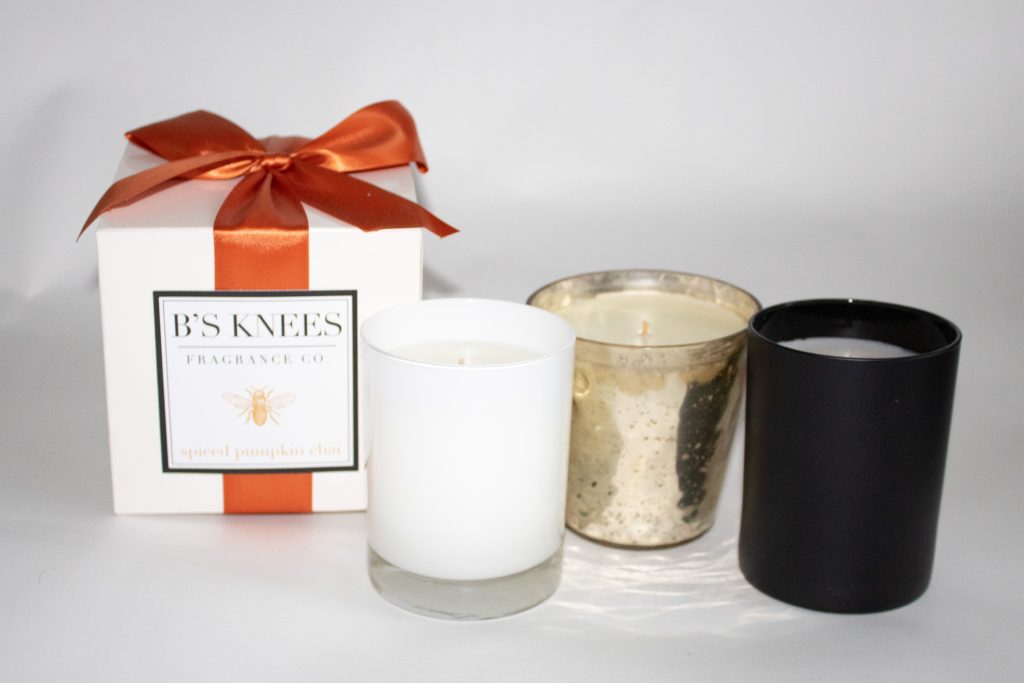 B's Knees 1-Wick Black Glass Candle -Spiced Pumpkin Chai