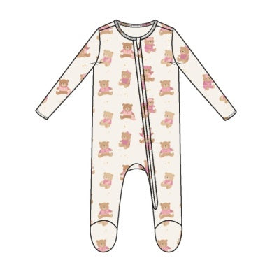 Angel Dear 651-F24-TEP Teddy Bears Pink 2 Way Zipper Footie