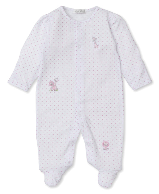 Kissy Kissy KGQ10386N  Gingham Jungle Print Footie - Pink Dot