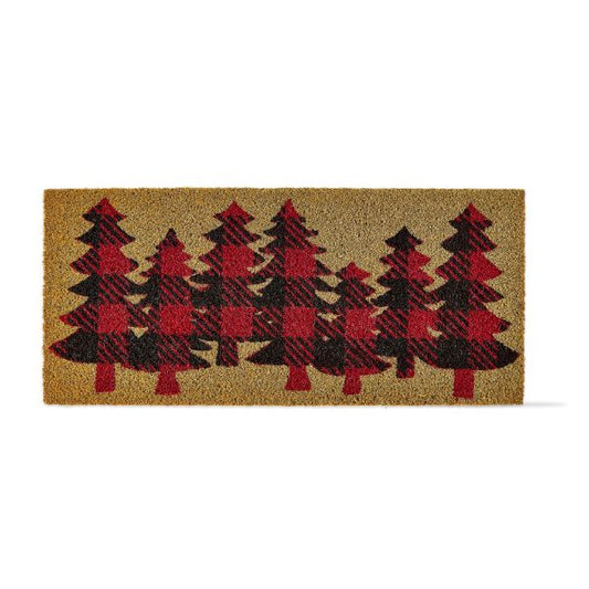 Tag G91059 Buffalo Plaid Christmas Trees Coir Mat - 18" x 40"