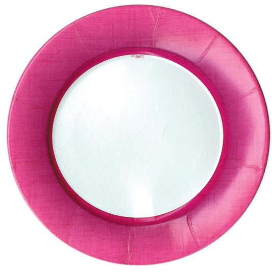 Caspari 11372DP Linen Border Paper Dinner Plates in Fuchsia - 8 Per Package
