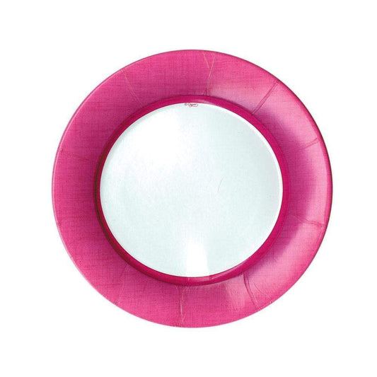 Caspari 11372 Linen Border Paper Salad & Dessert Plates in Fuchsia - 8 Per Package