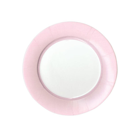 Caspari Linen Border Paper Salad & Dessert Plates in Petal Pink - 8 Per Package