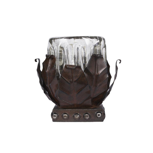 Jan Barboglio 1921 Thomasa Candle Forged Stand W/ Ribbed Mouth Blown Glass Clear Votive