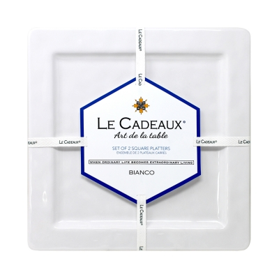 Le Cadeaux 203BIA Bianco Set of 2 Serving Platters 11" Square