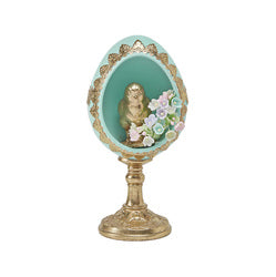 December Diamonds 29558 Teal Egg W/Gold Chick - 7"