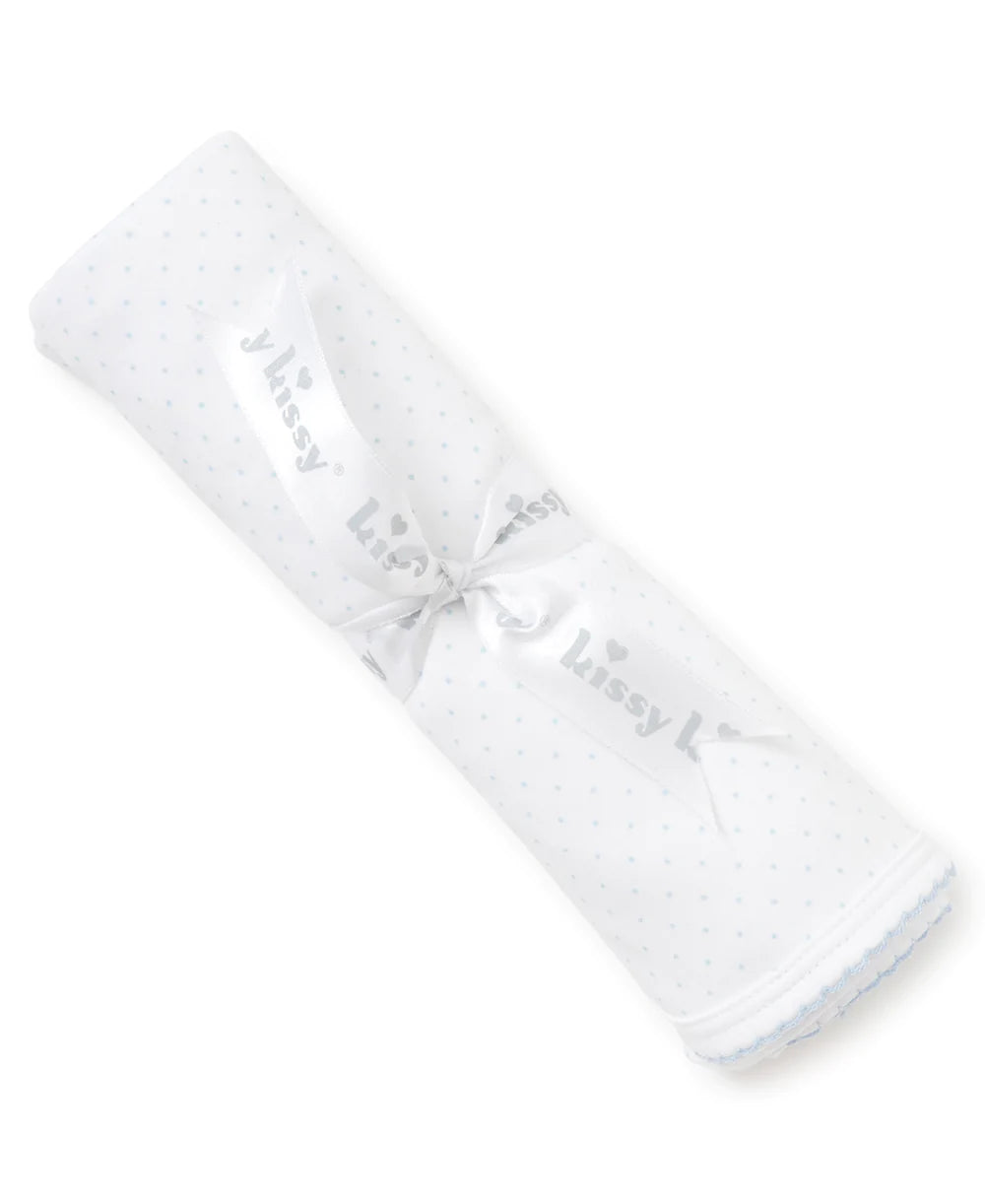 Kissy Kissy Dots Print White/Blue Blanket