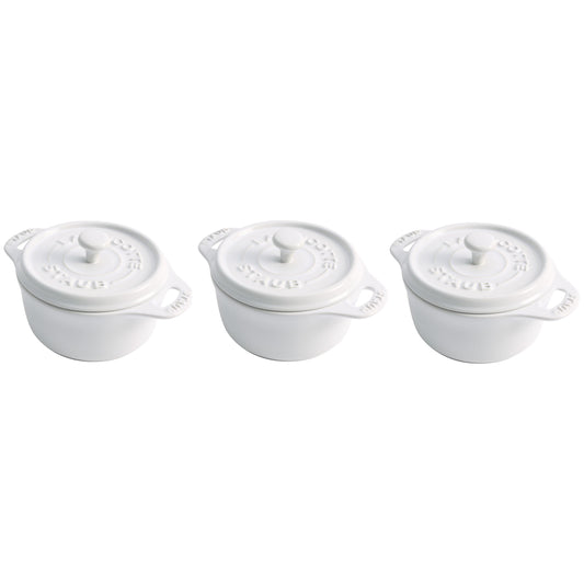 Staub 40511-423-0 Mini 4" White Set of 3 Cocottes