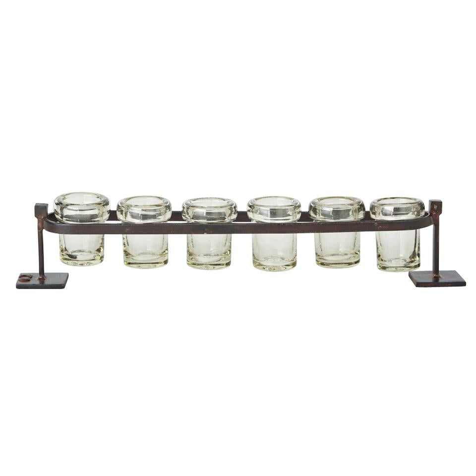 Jan Barboglio 4236 6-Step Firedance Railroad W/6 Hand-Mouth Blown Votives
