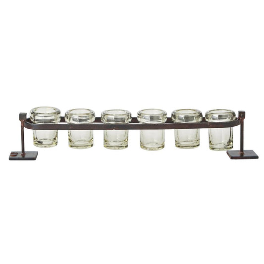 Jan Barboglio 4236 6-Step Firedance Railroad W/6 Hand-Mouth Blown Votives