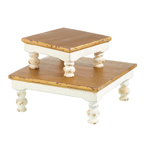 RAZ 4315919 Distressed White and Gold Riser