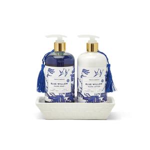 Two's Company C53392 Chinoiserie Sandalwood Scented Hand Soap and Lotion Set w/ Ceramic Caddy