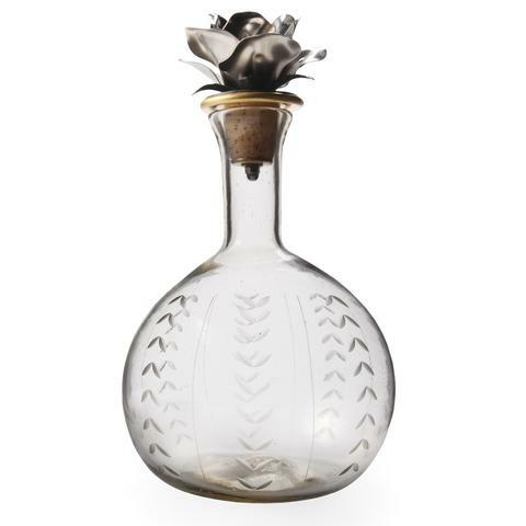 Jan Barboglio 5409CL Guadalupe Decanter W/ Laurel Engraving & Nickel Rose Stopper