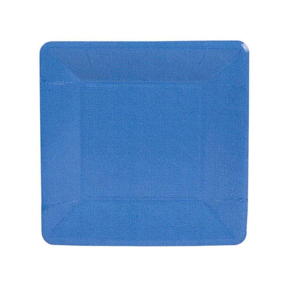 Caspari Grosgrain Square Paper Salad & Dessert Plates in Marine Blue - 8 Per Package