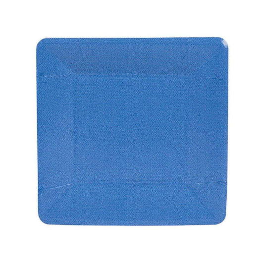 Caspari Grosgrain Square Paper Salad & Dessert Plates in Marine Blue - 8 Per Package