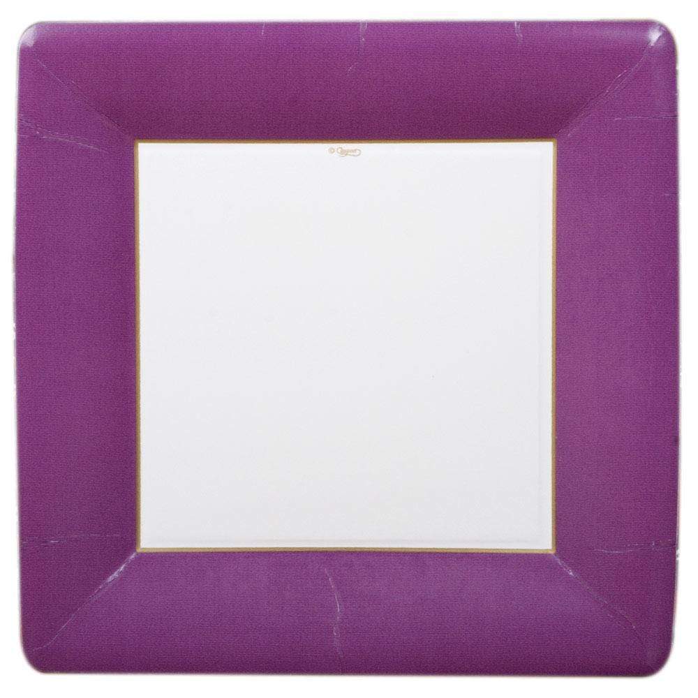 Caspari Grosgrain Square Paper Salad & Dessert Plates in Aubergine - 8 Per Package