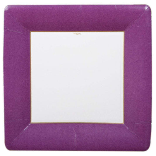 Caspari Grosgrain Square Paper Salad & Dessert Plates in Aubergine - 8 Per Package