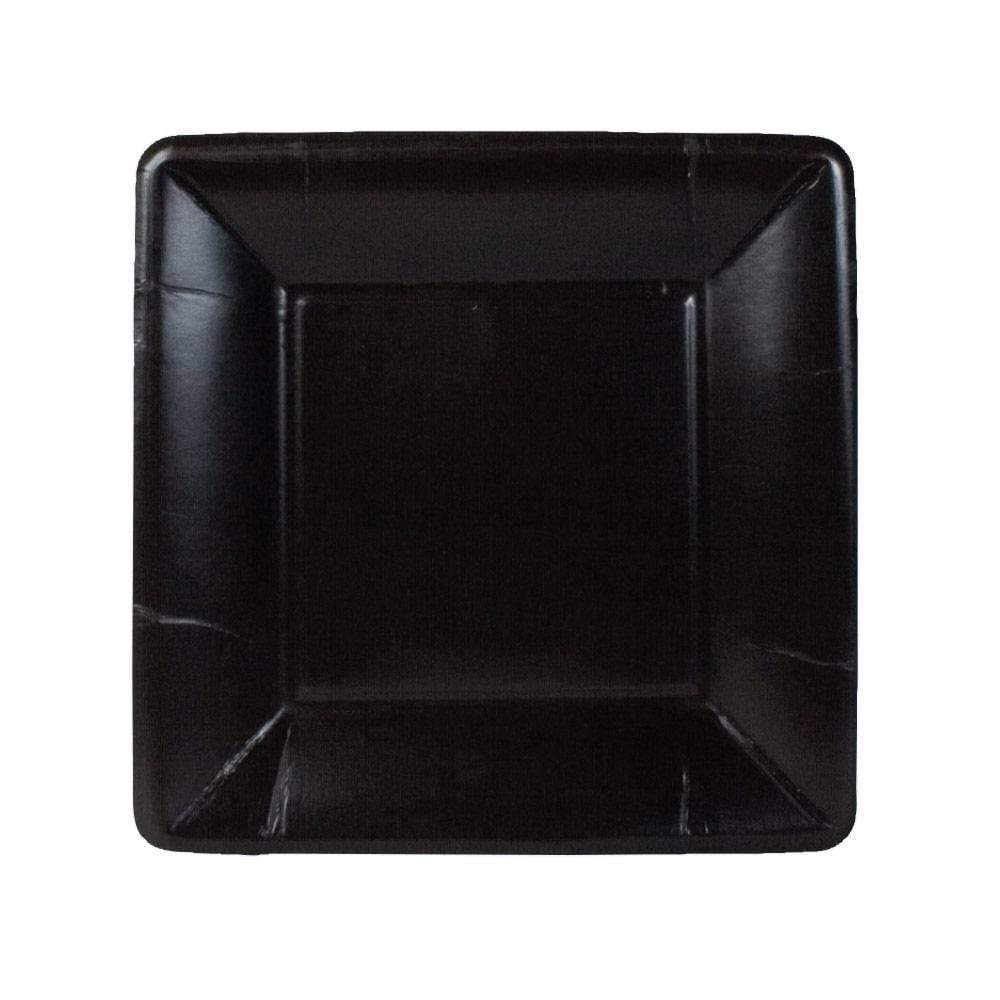 Caspari 6009SP Grosgrain Square Paper Salad & Dessert Plates in Black - 8 Per Package