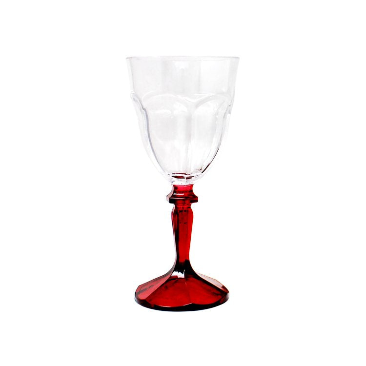 Le Cadeaux 613R Versailles Wine Glass Acrylic Clear Top W/ Red Stem