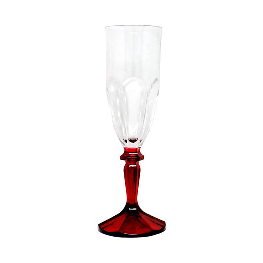 Le Cadeaux 616R Versailles Champagne Flute Acrylic Clear Top W/ Red Stem