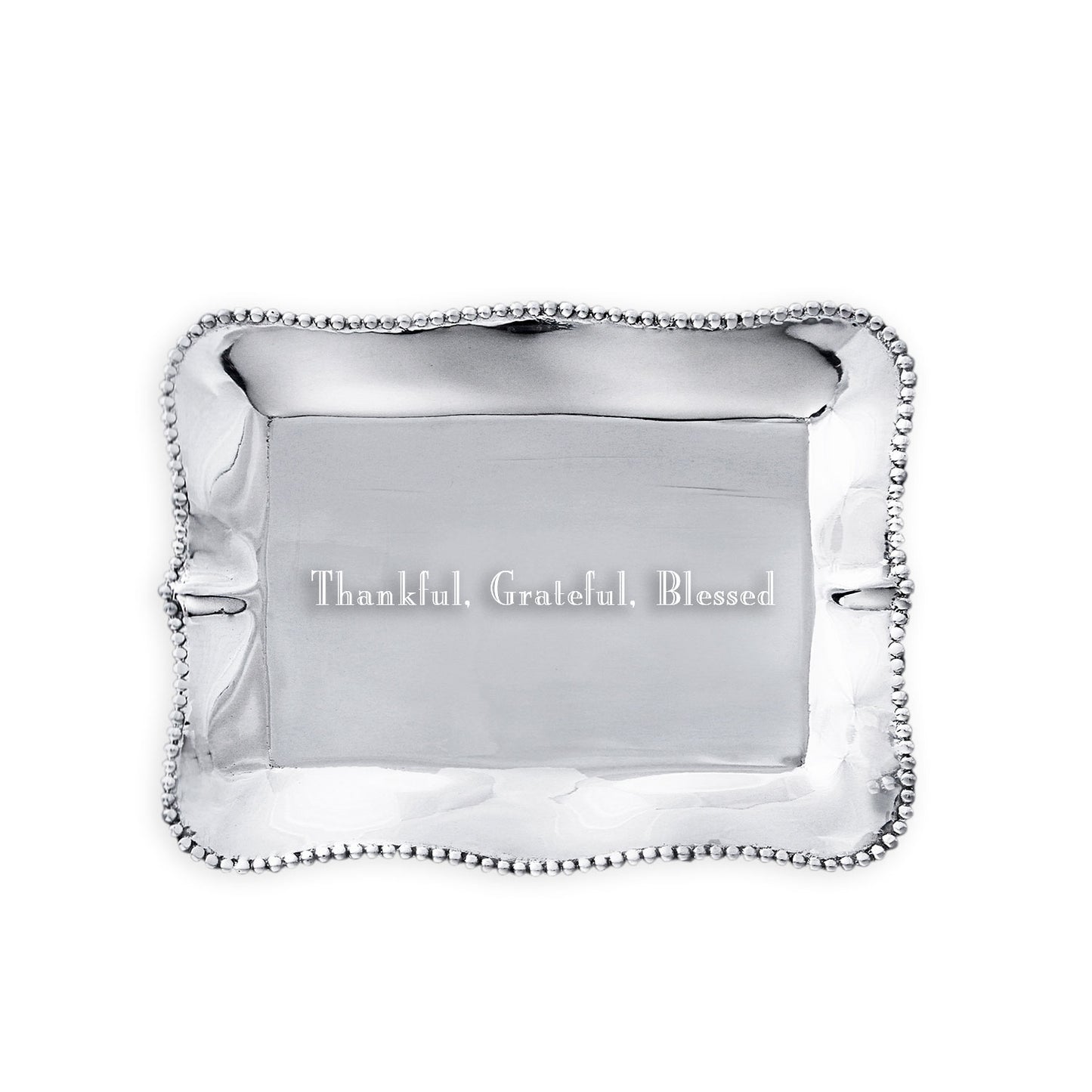 Beatriz Ball 7311 Giftables Vento Pearl Rectangle Engraved Tray (Thankful, Grateful, Blessed)