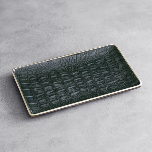 Beatriz Ball 8076 THANNI Croc Mini Tray - Black and Gold