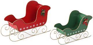 Melrose 83889  Sleigh (Set of 2) Red/Green