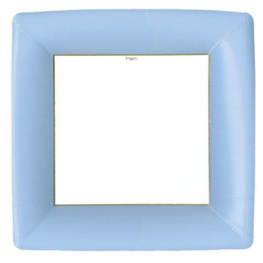 Caspari Grosgrain Square Paper Dinner Plates in Light Blue - 8 Per Package