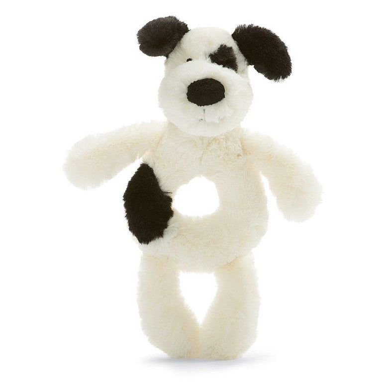 Jellycat BCP4GR Bashful Blk/Crm Puppy Rattle