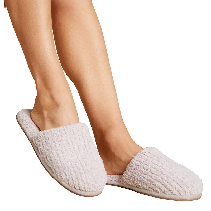 Barefoot Dreams Cozychic Ribbed Slippers Silver Ice