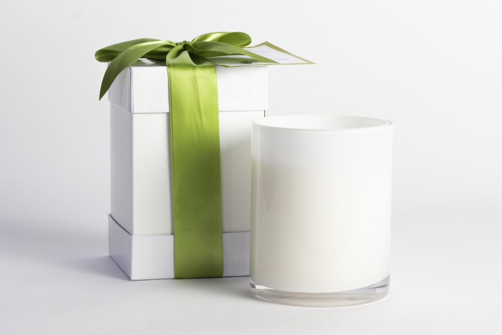 B's Knees 2-Wick White Glass Candles