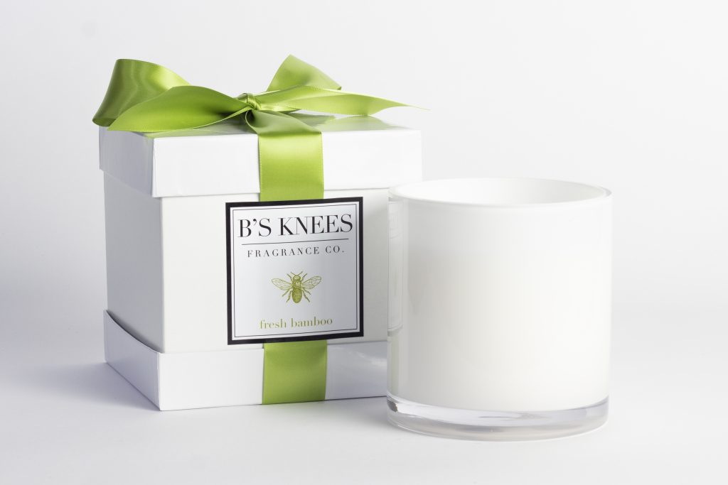 B's Knees 3 Wick White Glass Candles