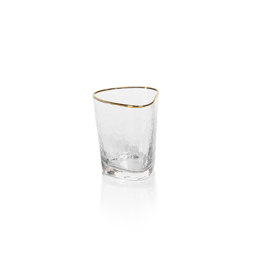 Zodax CH-5720 Aperitivo Triangular DOF Glass, Clear W/Gold Rim