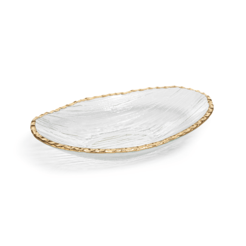 Zodax CH-5764 Clear Textured Bowl w/Jagged Gold Rim - Large