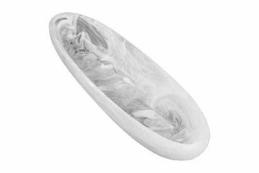 Nashi Home B01B14-B50 Boat Bowl Medium - White Swirl 17.7"x4"x2.3"