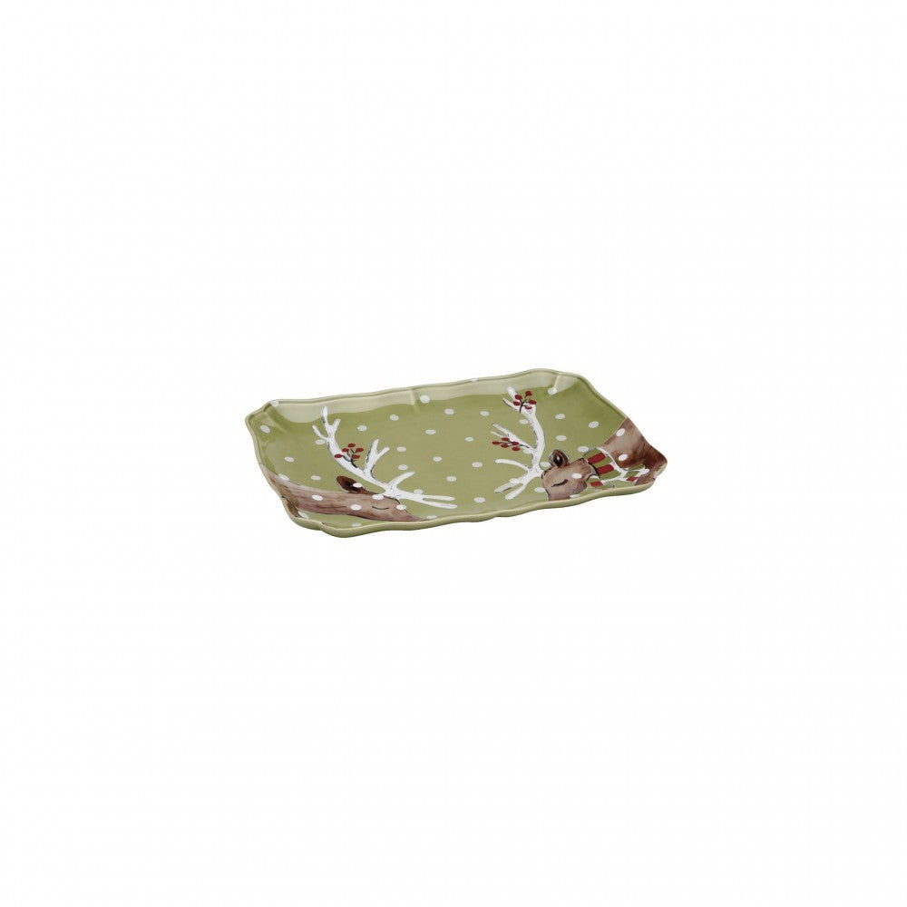 Casafina DF620-GRN Deer Friends Rectangular Platter - 14" Green