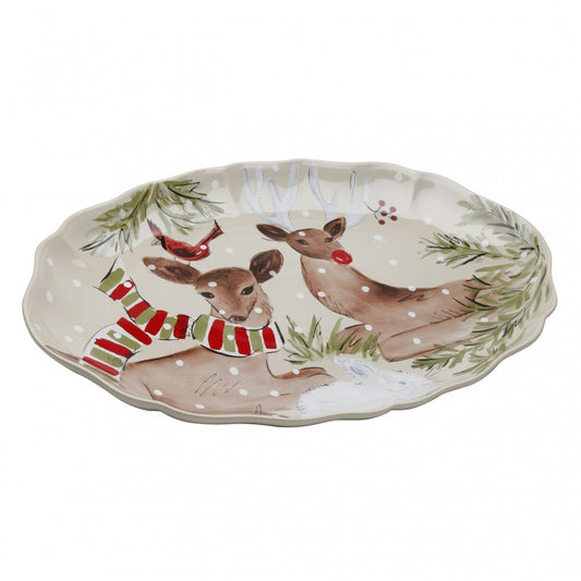 Casafina DF622-LIN Deer Friends Oval Platter - 20" Linen