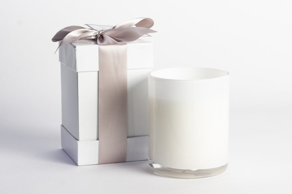 B's Knees 2-Wick White Glass Candles