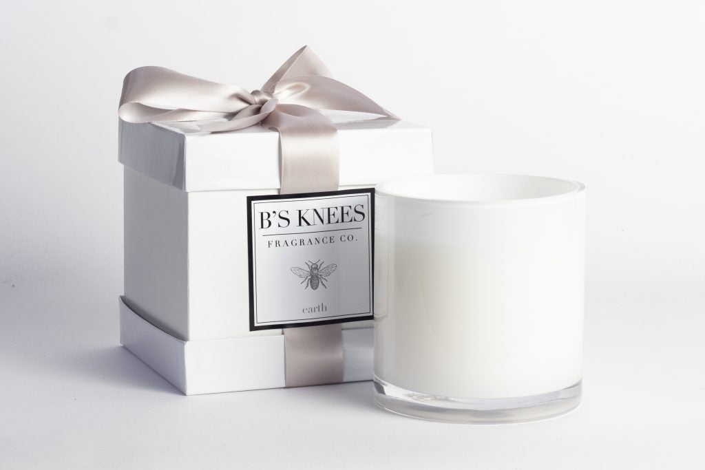 B's Knees 3 Wick White Glass Candles